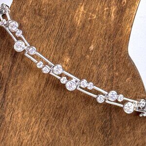 Tennis Bracelet Sterling Silver .925 Diamonique CZ Dancing Bubbles 15g Whimsical